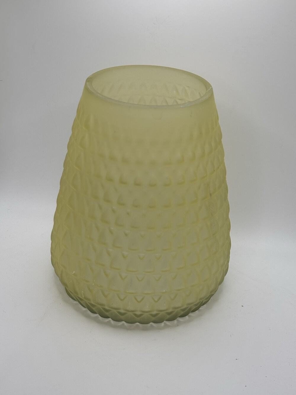Yellow Frosted Glass Vase Hobnail Pattern Textured Satin Finish Decorative Vase